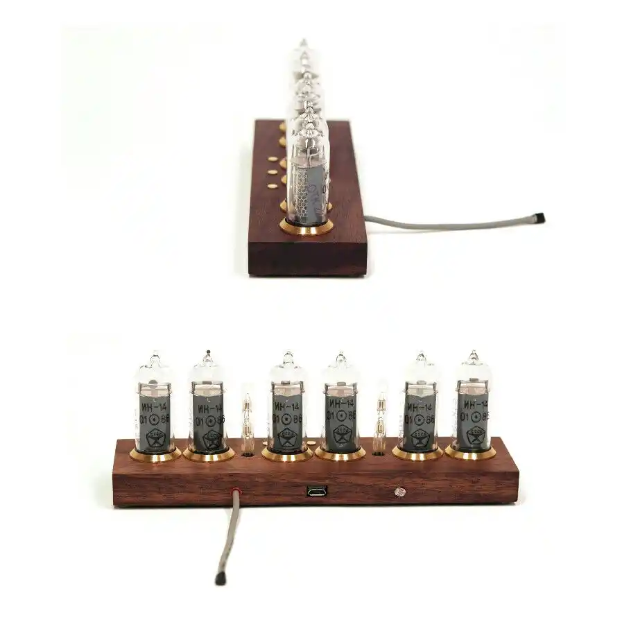 Nobsound Vintage 6 In 14 Wooden Glow Nixie Vacuum Tube Clock Mini