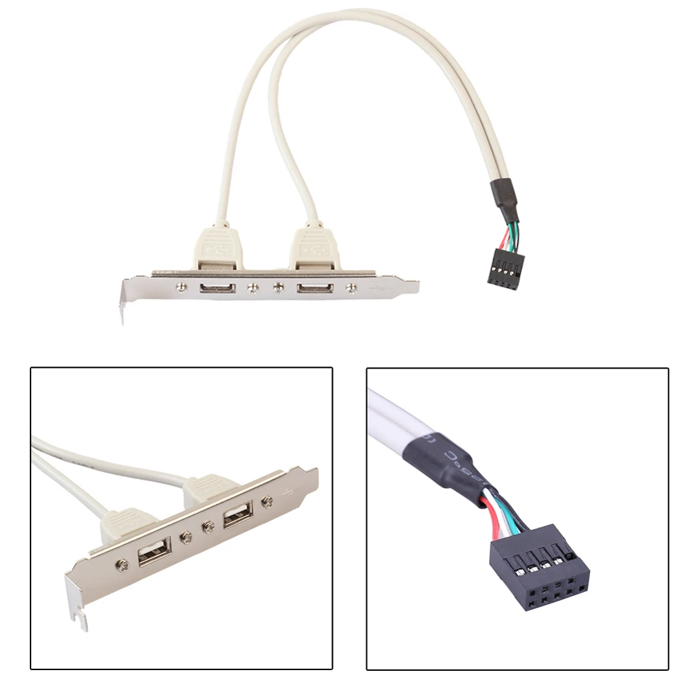 2 порта USB 0 мама до 9 Pin Материнская плата заголовок кабель адаптер с креплением
