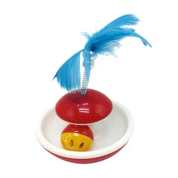 

Durable Pet Cat Tumbler Toys with Plastic Bell Balls Kitten Interactive Feather Bell Toys Self-interactive Tracing Tumbler Ball