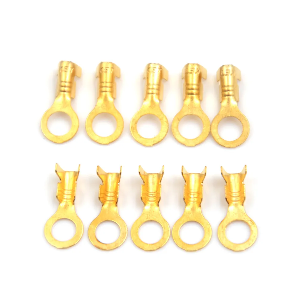 

100 Pcs Top Female Crimp Terminal Connector Gold Brass Car Speaker Electric Wire Connectors Set 5.2mm