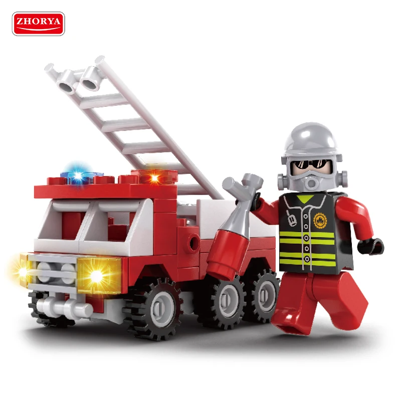 

Zhorya 63pcs Building Blocks City Hero Firefighting Ladder Fire Truck Car Figures Firemen Sets Kids Toys Compatible Legoingly