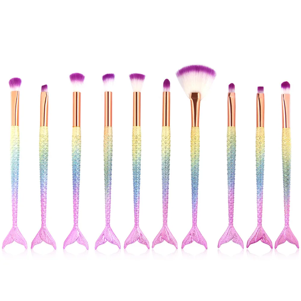 Makeup Brushes Set New Arrival 10Pc Mermaid Foundation Eyeshadow Contour Eye Lip fashion hot new drop shipping 17sep12 23oo | Красота и