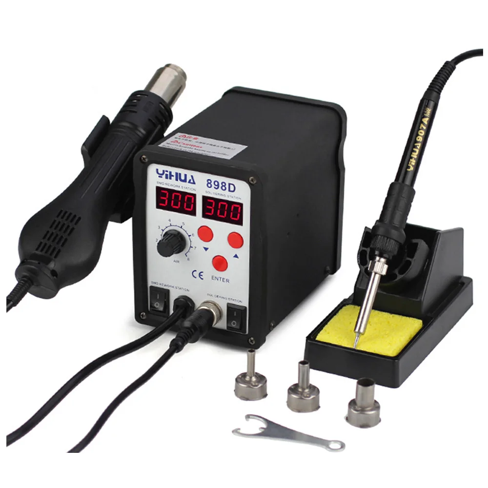 Светодиодная цифровая паяльная станция YIHUA 898D 700 Вт Бессвинцовая SMD горячего