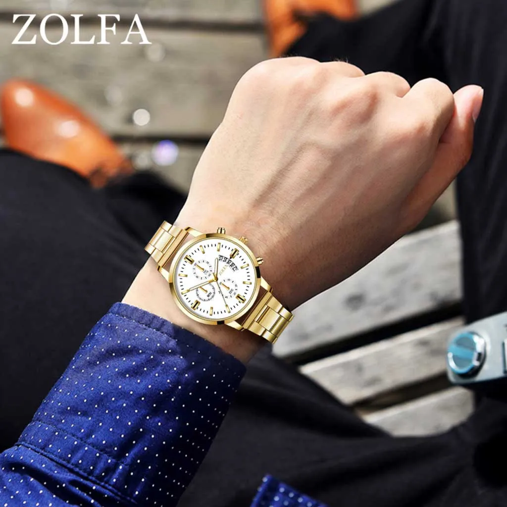 Mens Watches Top Brand Luxury Watches Quartz Watch Steel Dial Casual gold Bracele Watch relojes para hombre часы мужские#10