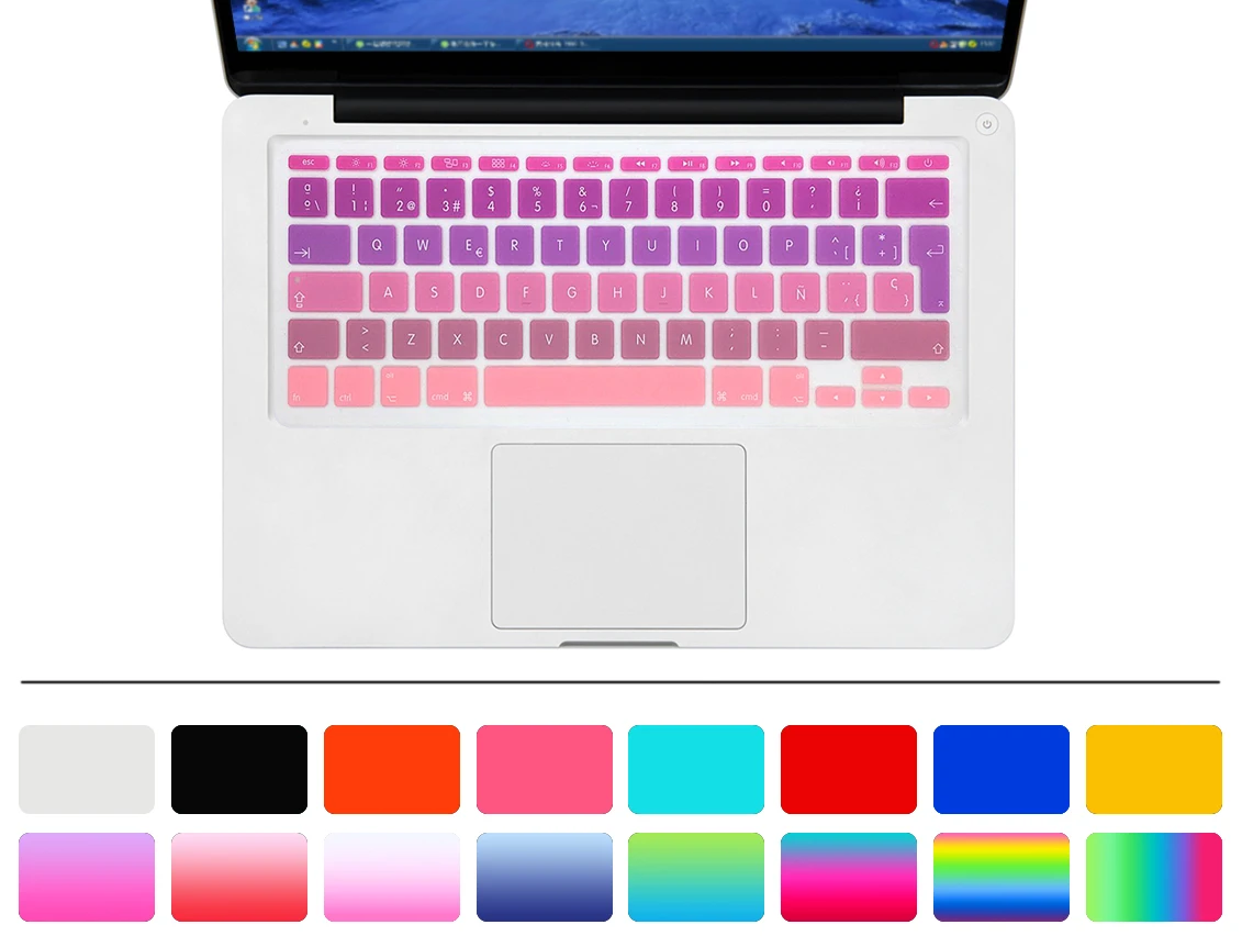 HRH EU Анти-пыль ультра-тонкий Радужный силиконовый чехол для испанской клавиатуры, защитная клавиатура для Mac Book Air 11,6 дюймов A1370 A1465