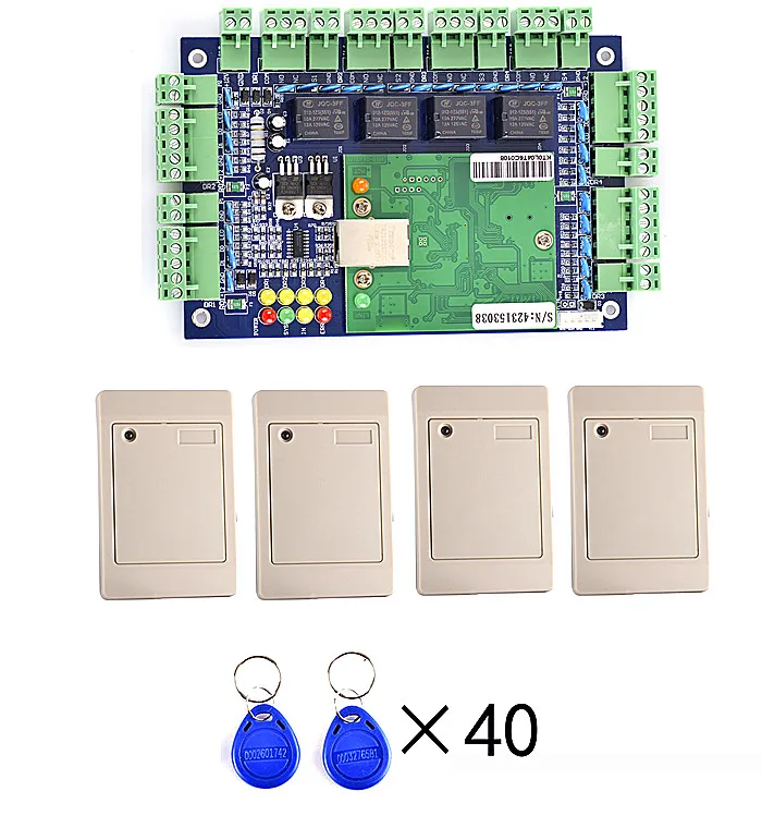 Бесплатная доставка + RFID Четыре двери Системы контроля доступа tcp/ip 4 шт. card reader