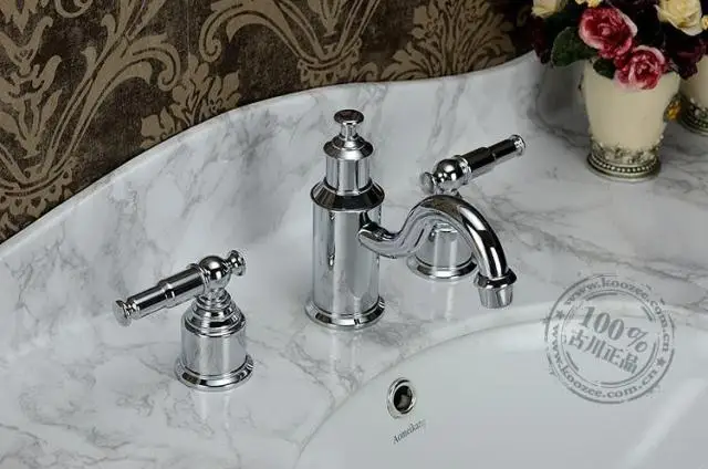 Полностью медная хромированная раковина для горячей и холодной воды Gu Chuanou в