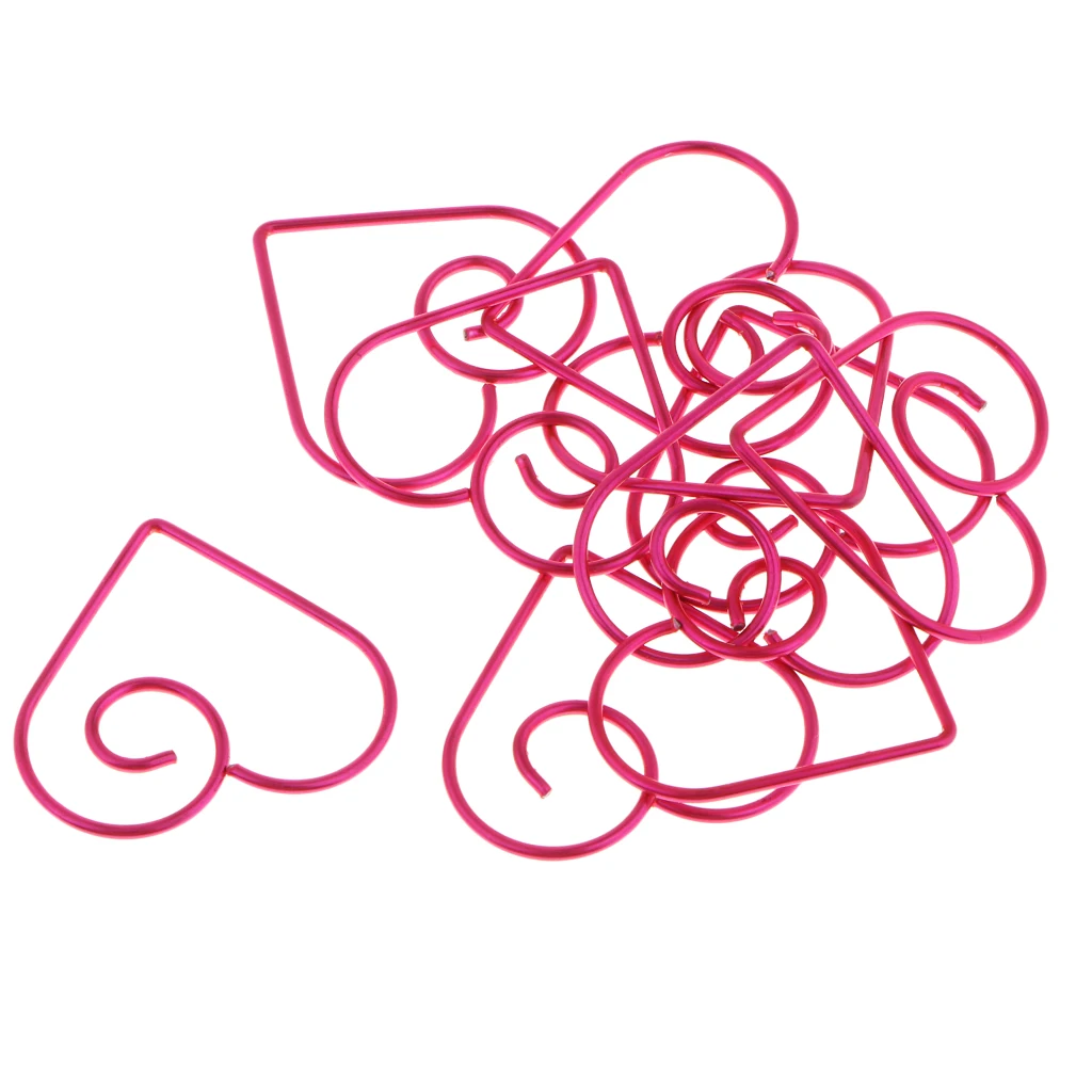 10pcs Love Heart Shape Paper Clips Suit For Book Marker /Documents Binder Clips /Office Organizer