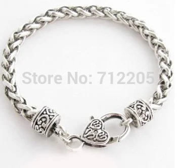 

New Arrval wholesale antique sliver Wheat Link Bracelet Chain with Large Clasp Lobster claw clasps bracelets