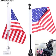MALUOKASA Motorcycle American Flag for Rear Luggage Rack Mount Motocross Bracket Flag Pole For Harley Bobber Chopper Custom