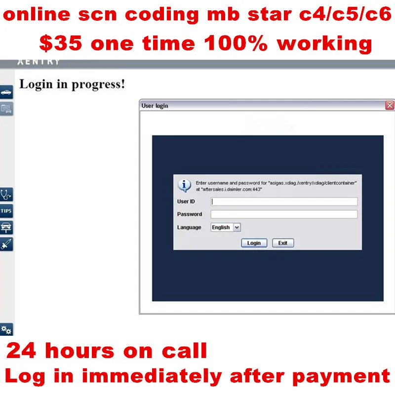 

2019 best one time server log in Online SCN Coding for Diagnostic tool mb star c4 sd c5 SD Connect Compact c6 for MB cars