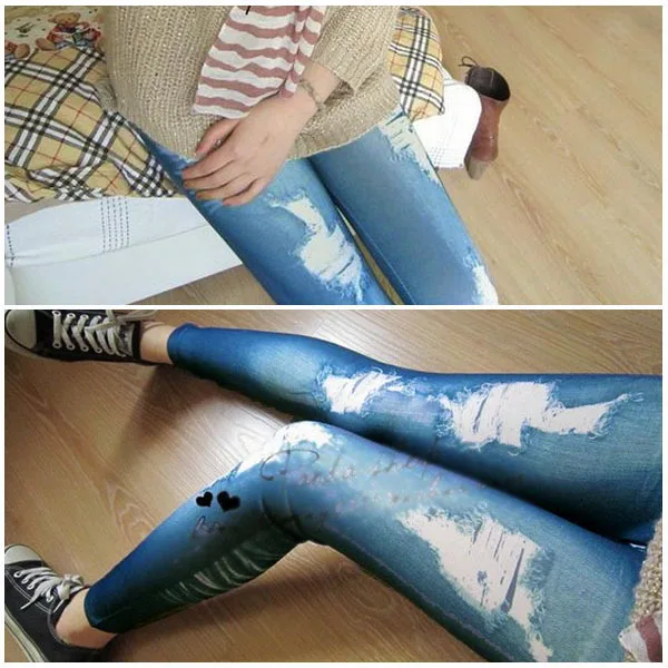 

Retro Lady Women Skinny Slim Distressed Stretchy Jeans Leggings Jegging Pants