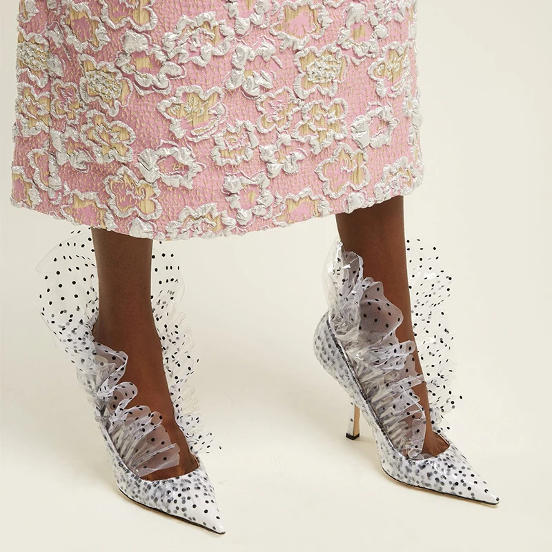 

Polka Dot PVC High Heels Hollow Out Transparent Women Pumps Sexy Pointed Toe Luxury Designer Runway Ladies Thin Heels PRE_SALE