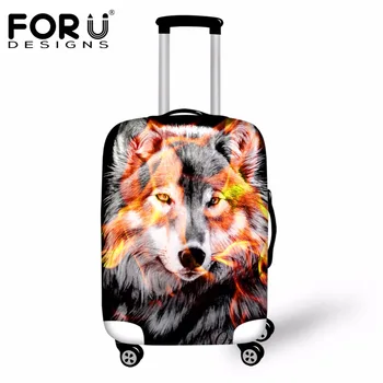 

FORUDESIGNS Men Luggage Protective Cover for 18''-30''inch Suitcase Cool Wolf Spandex Travel Accessories Waterproof Rain Cover