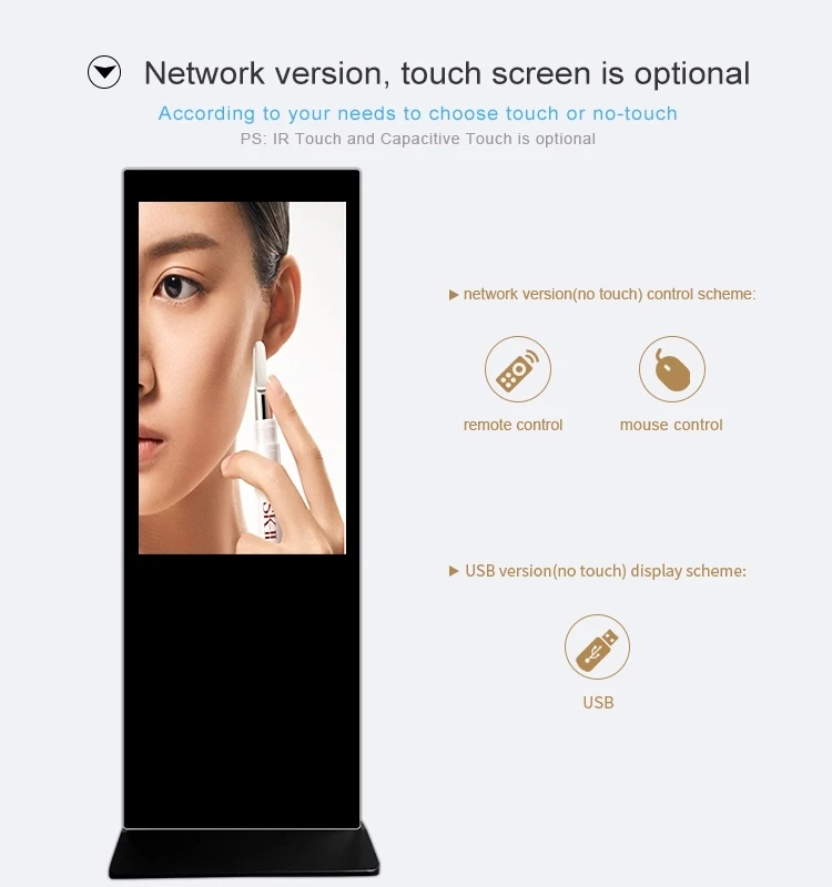 65 дюймов Windows I5 киоск Тотем сеть сенсорный киоск кабель светодиода цифровой вывеска фото стенд цифровой