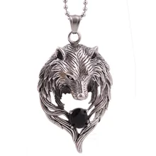 Nueva Película Caliente de la Joyería Película Punk Lobo de acero inoxidable de la Manera Al Por Mayor Collar Colgante de Collar de La Cabeza Del Lobo