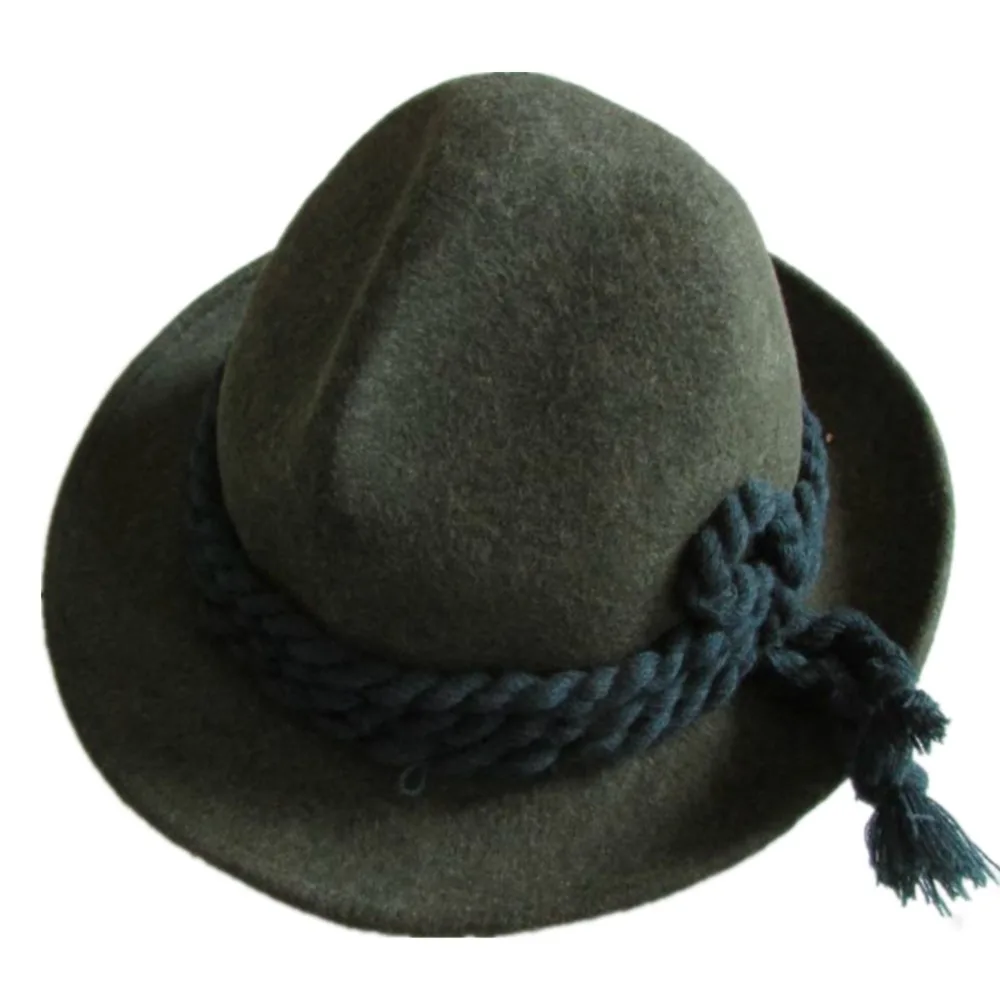 

Tyrolean Hat Oktoberfest Wool Bavarian Alpine Felt Hat Chapeau Mixed Green