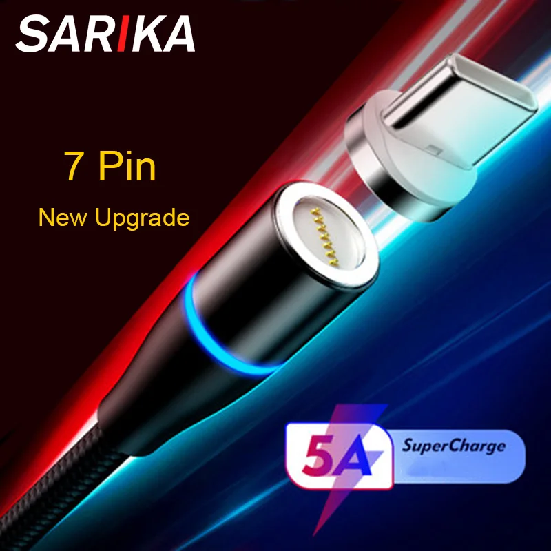 

Sarika S06 5A Flash Charge Magnetic Charger Cable For Xiaomi Redmi k20 Oneplus 7 Pro USB Type C Phone Fast Charge Magnet Cable