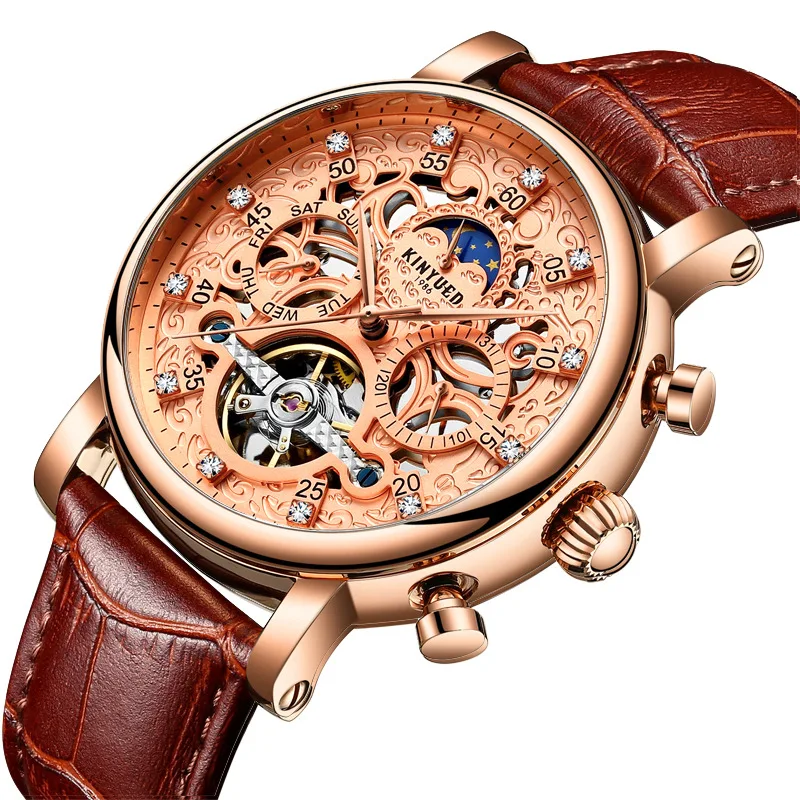 

Luxury Man Water Resistant Mens Watch Leather Strap Automatic Mechanical Wristwatch Stainless Steel