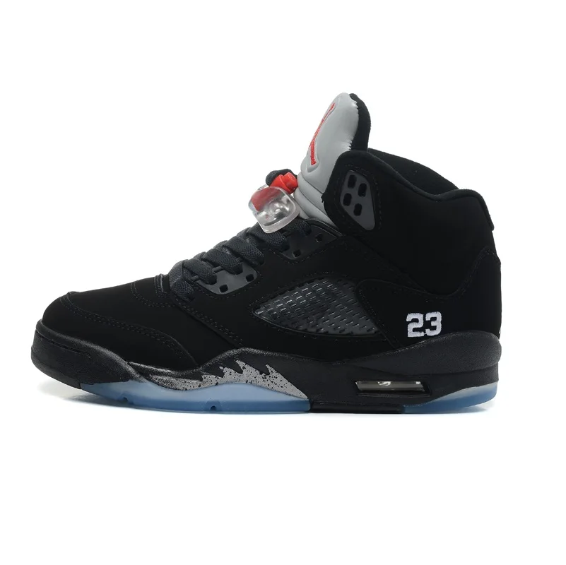

Jordan 5 Men Basketball Shoes Cap And Gown all black Winter Shoes Lace-up Warm Outdoor Basketball Sneakers Shoes