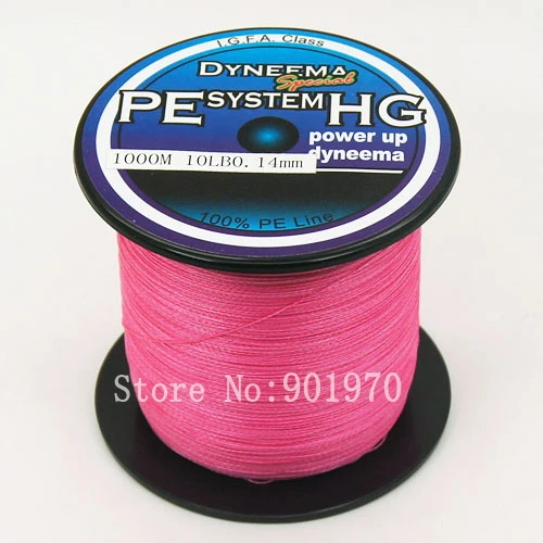 Free shipping fishing line 4strands 1000m 10lb pink .in Fishing Lines