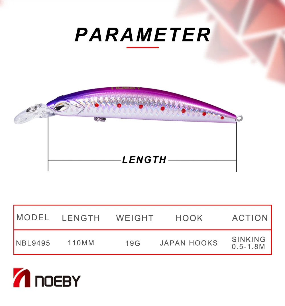 Noeby NBL9495 новая приманка для рыбной ловли гольян жесткая искусственная приманка для ловли морской рыбы 110 мм 19 г Тонущая для морской окуня щука