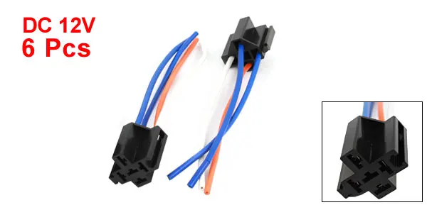 Auto Car Alarm Relay Harness Wire Cable 4 Pin Wire Socket Connector 6 Pcs