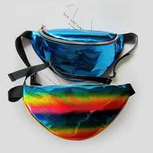 Punk Funny pack men women money belt Unisex Laser purse rainbow reflective chest waist bag women belt bag waist fanny pack