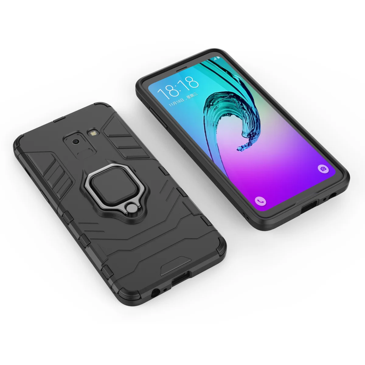 Роскошный защитный чехол с кольцом для Samsung Galaxy A7 A9 A8 2018 магнитной противоударной