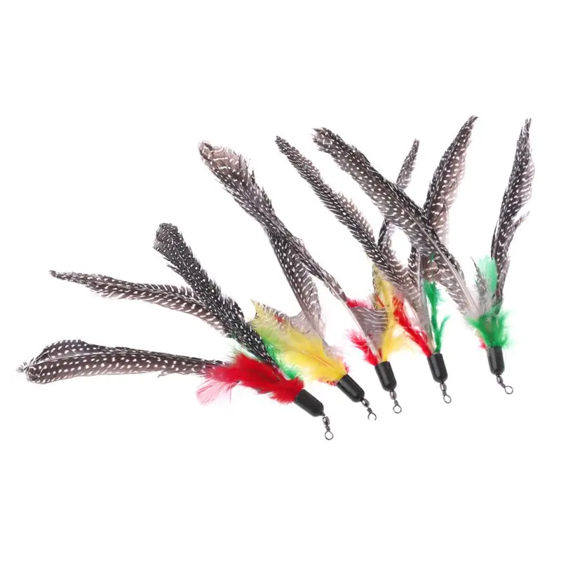 2021 New 5PCS Handmade Natural Feather Cat Toy Da Bird Refills Interactive Teaser Sticks