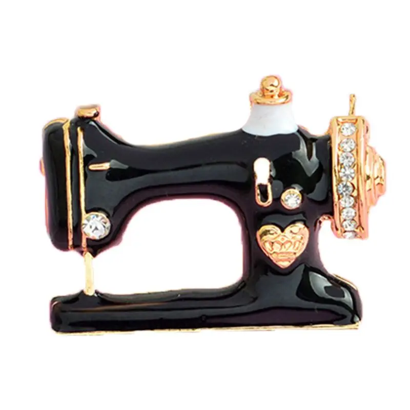 New Fashion Cute Sewing machine Brooches Trendy Black Metal Brooch Pins