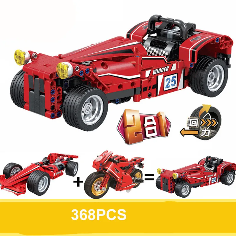 

Technic Series F1 Racing Car Motorcycle 2 In 1 Changed Creative Building Block Set Bricks Kits Legoings Toys DBP382
