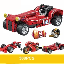 Technic Series F1 Racing Car Motorcycle 2 In 1 Changed Creative Building Block Set Bricks Kits Sermoido Toys For Children 303 1486pcs technical series the ultimate sliver champion f1 racing set compatible with 8458 21001 05033 building block car toys