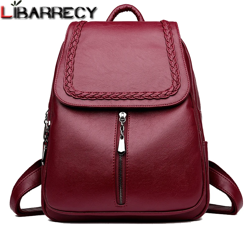 cheap Fashion Leather Backpack Female Large Capacity School Bags for Girls Designer Brand Shoulder Bag for Women 2018 Mochila Feminina