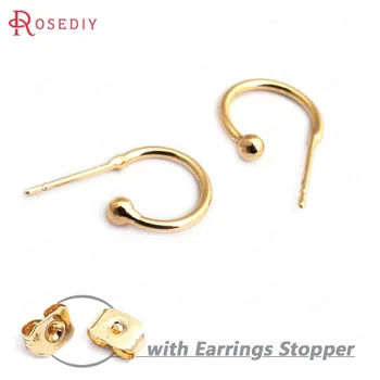 

(34980)10PCS Diameter 12MM 24K Gold Color Brass Ball Head Earring Loop High Quality Diy Accessories Jewelry Findings