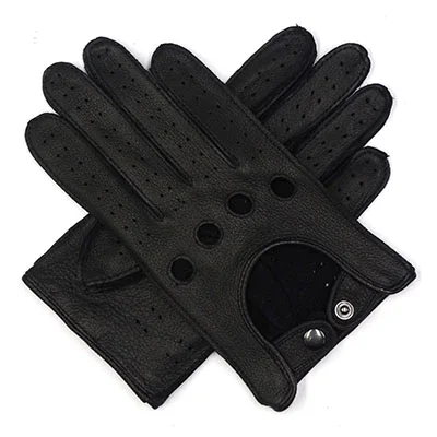 Мужские перчатки Harssidanzar с сенсорным экраном, Роскошные итальянские перчатки из оленьей кожи, винтажные Перчатки Без Подкладки - Цвет: Black (Deerskin)
