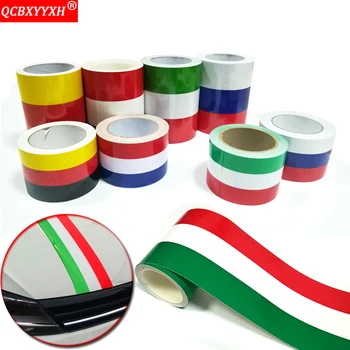 Car-styling 3 Meters PVC Russia German France Italy Belgium National Flag Three-color Stripe Decal Bumper Stickers Accessories 1