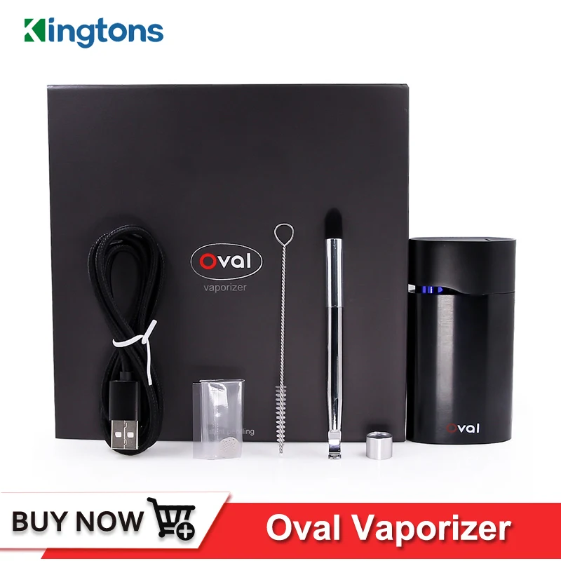 

Original Kingtons oval vaporizer e cigarette 1600mah Lithium battery vape pen box black widow dry herb wax vapor starter kit