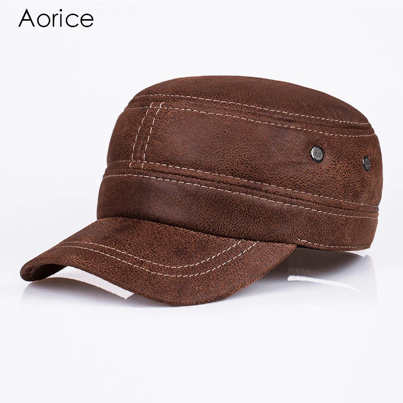 Кепка Aorice из натуральной кожи мужская модная бейсболка для отдыха однотонная
