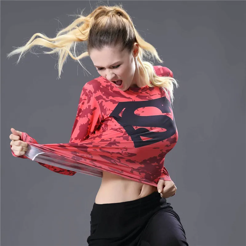 Спортивная футболка с длинным рукавом, Женский Топ для йоги, Спортивная компрессионная рубашка для фитнеса, женские футболки, облегающие для тренировок, для бега, для девушек, для йоги