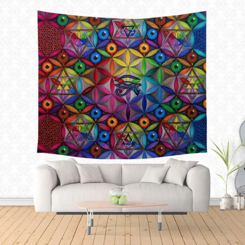 Цветок жизни полиэстер прямоугольный гобелен DIY ковер на стену Коврик для йоги коврик для пикника украшения дома спальни - Цвет: 3