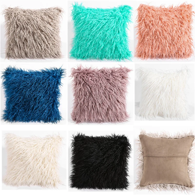 Buy 45x45cm Faux Fur Pillow Case Winter Warm Super