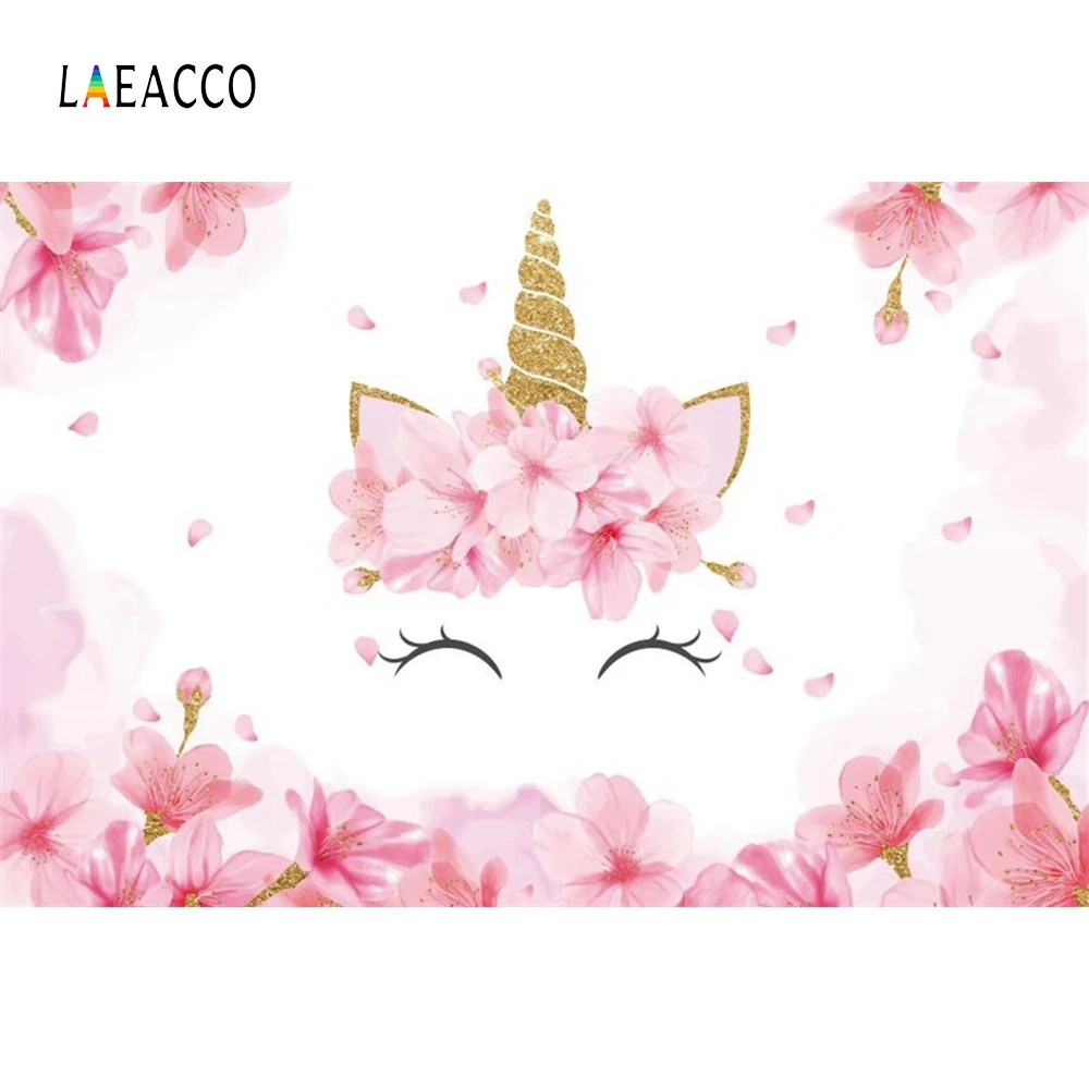 Laeacco Unicorn Party Flower Portrait Scene Baby Photography Backgrounds Customized Photographic Backdrops For Photo Studio Laeacco Unicorn Party Flower Portrait Scene Baby Photography Backgrounds Customized Photographic Backdrops For Photo Studio