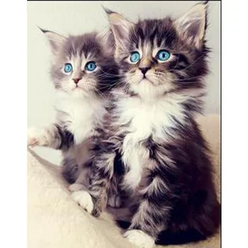 

2016 new 5D diamante bordado animais broca de ponto cruz quadrado madeconjuntos de pintura diamonds diy gato rhinestone W164