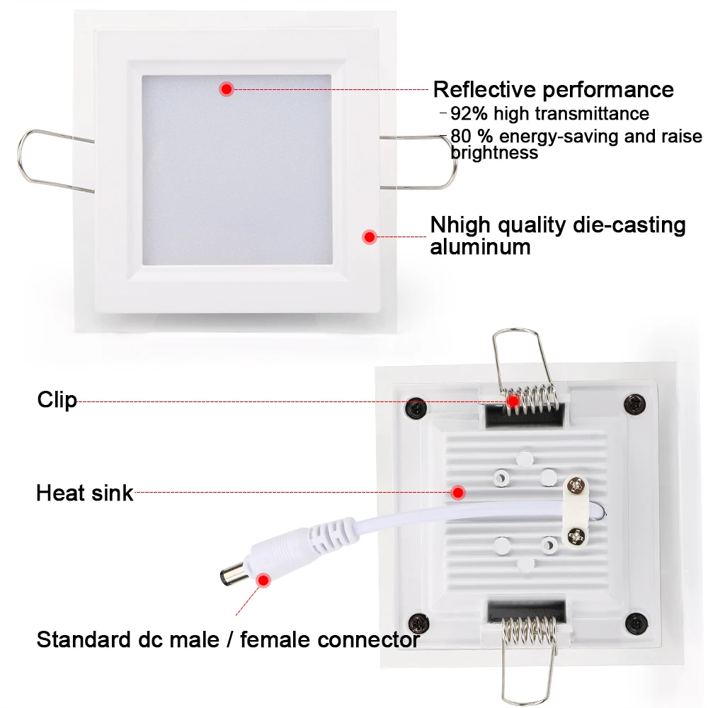 Квадратный светодиодный Панель свет 10 W 15 W 25 W диммируемая Светодиодная лампа Стекло встраиваемый светильник потолочный лампы лампада luce