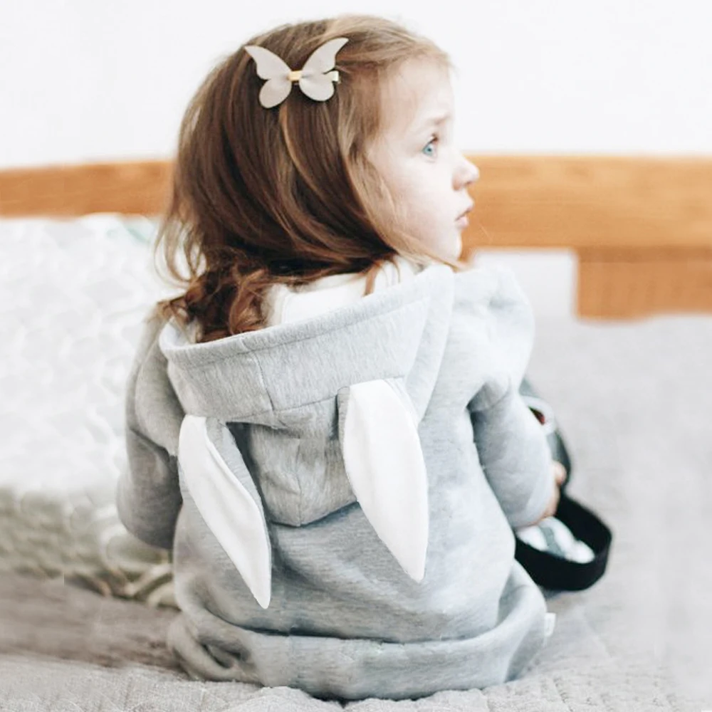

Girls Fashion High Quality Sweater Cotton Long-Sleeved Rabbit Ears Hooded Girls Sweater Autumn Winter New Baby Girl Clothes