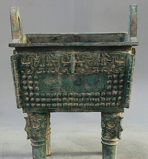 

524 11" Old ancient Chinese dynasty Bronze Folk handle Incense Burner Censer Ding Discount 35%