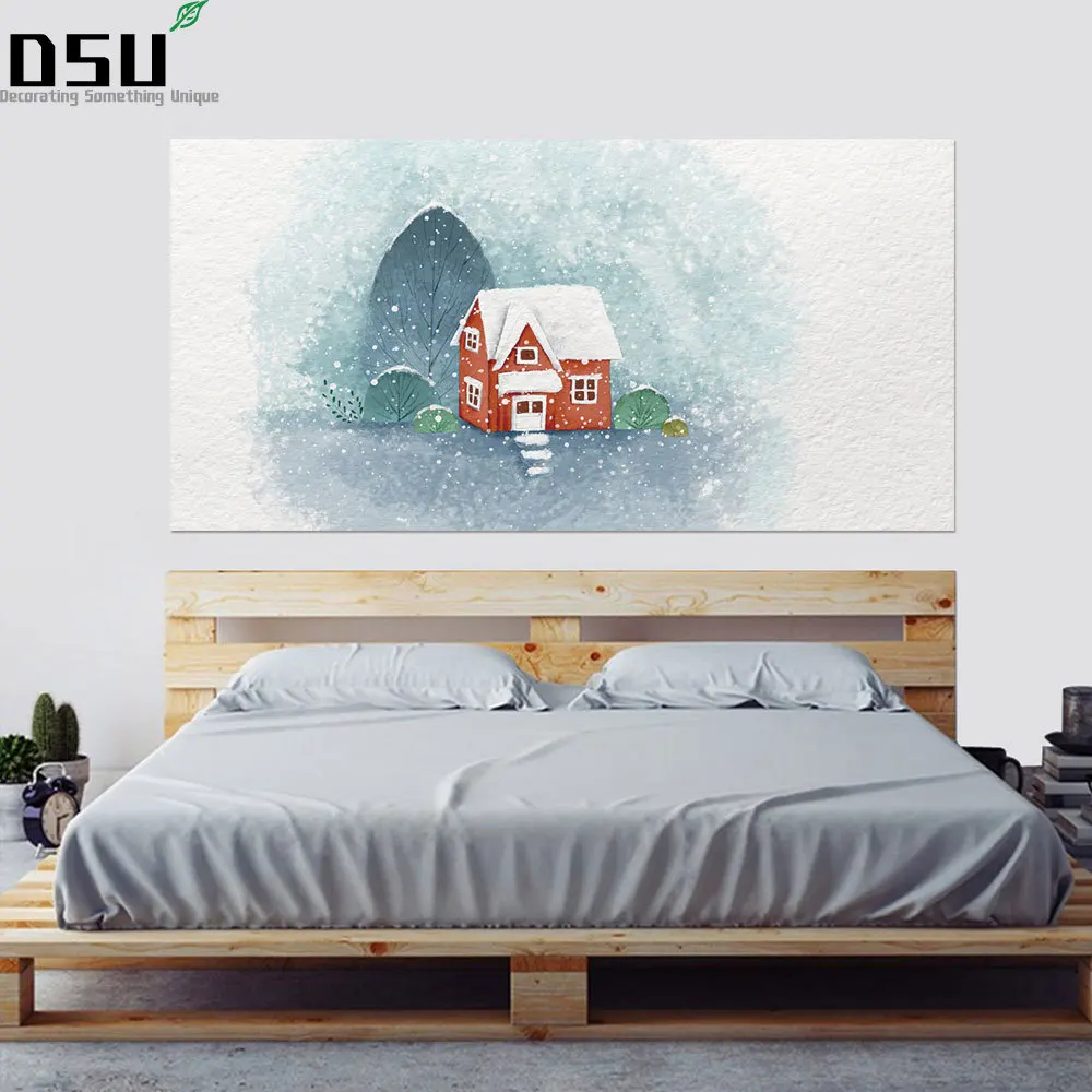 Creative Christmas Snow Hut Bed Headboard Wall Decor Sticker Bed Headboard Wall Decor Sticker