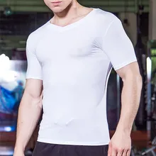 Мужские футболки для фитнеса и бега с коротким рукавом для бодибилдинга, мужские топы с крестиком, усиленное сжатие, эластичная спортивная рубашка, одежда