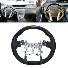 Пианино черный кожаный деревянный спортивный руль для 2010- Toyota PRIUS Hybrid ZVW30 35 40 41 2012- Aqua V Prius C